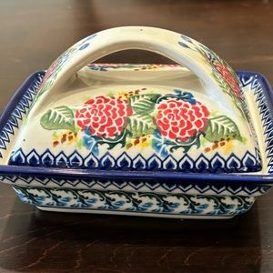 Polish Pottery Butter Dish with Cover